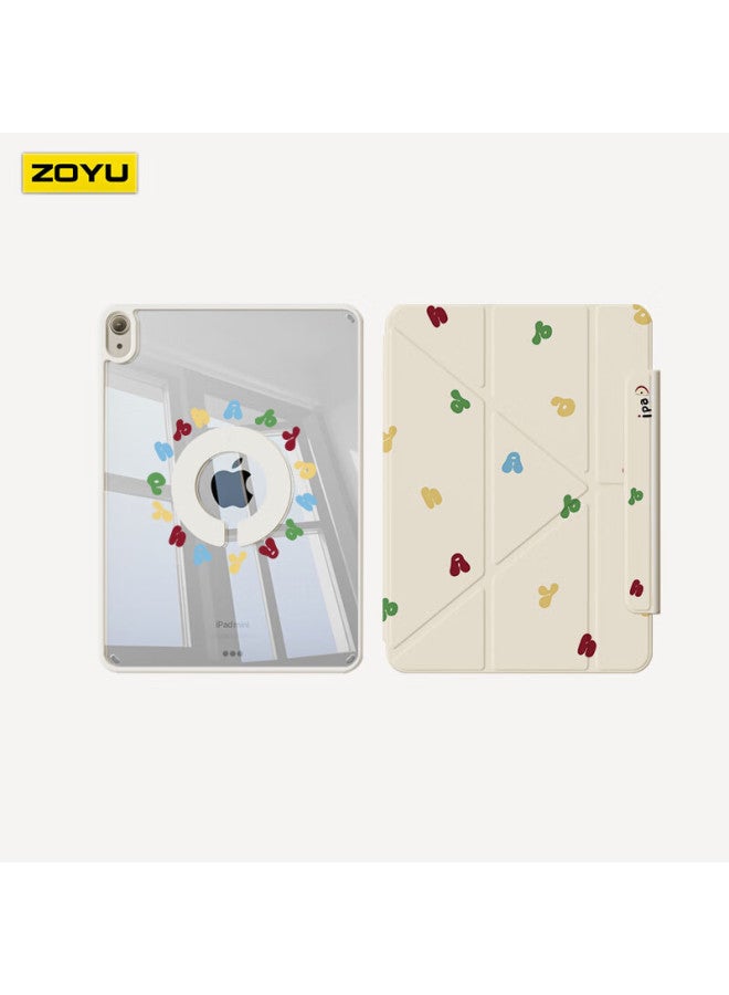 Zoyu Compatible With 2025 A16 Chip Ipad11 Case, Y-fold Double-sided Magnetic Rotating Detachable, 11-inch Tablet Protective Cover - Alphabet Party
