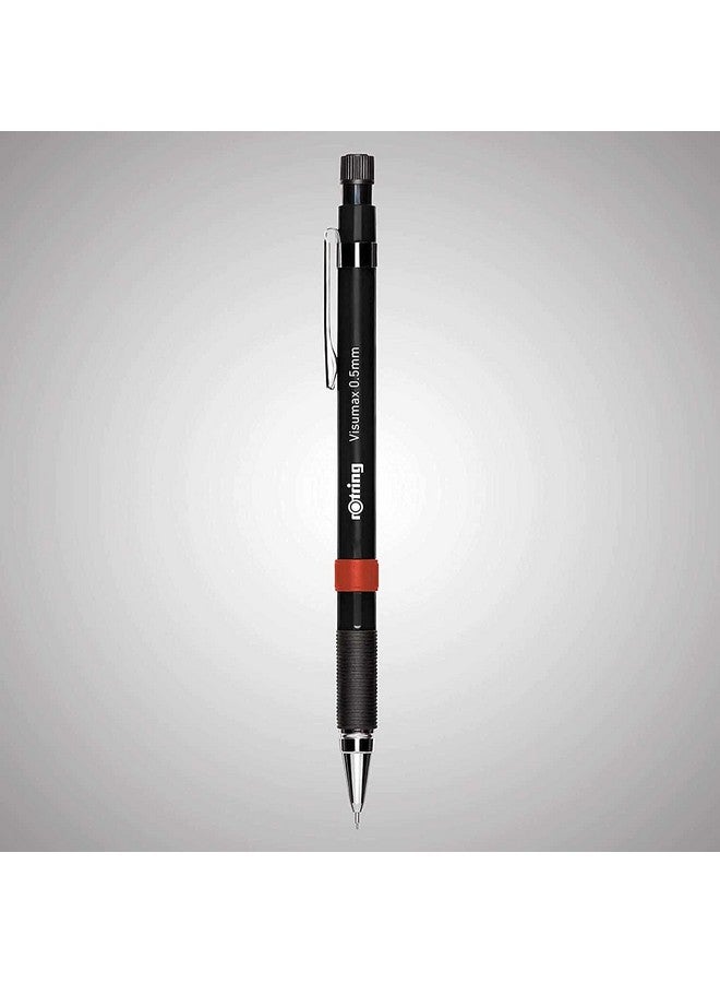 Rotring Rotring Visumax 0.5mm & 0.7mm Mechanical Pencils, ABS Plastic Body, Lightweight, Concealed Twist Eraser at Top - Total 2 Pieces (Black)  - Image 2