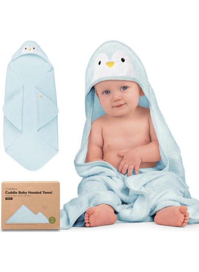 KeaBabies Hooded Baby Towel for Newborn - Viscose Derived from Bamboo Large Baby Bath Towels with Hood for Boys, Girls, Toddler, Extra Absorbent & Soft Newborn Bath Essentials (Penguin, Regular) - Image 1