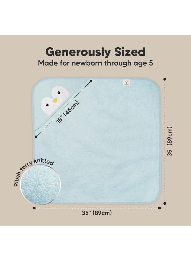 KeaBabies Hooded Baby Towel for Newborn - Viscose Derived from Bamboo Large Baby Bath Towels with Hood for Boys, Girls, Toddler, Extra Absorbent & Soft Newborn Bath Essentials (Penguin, Regular) - Image 3