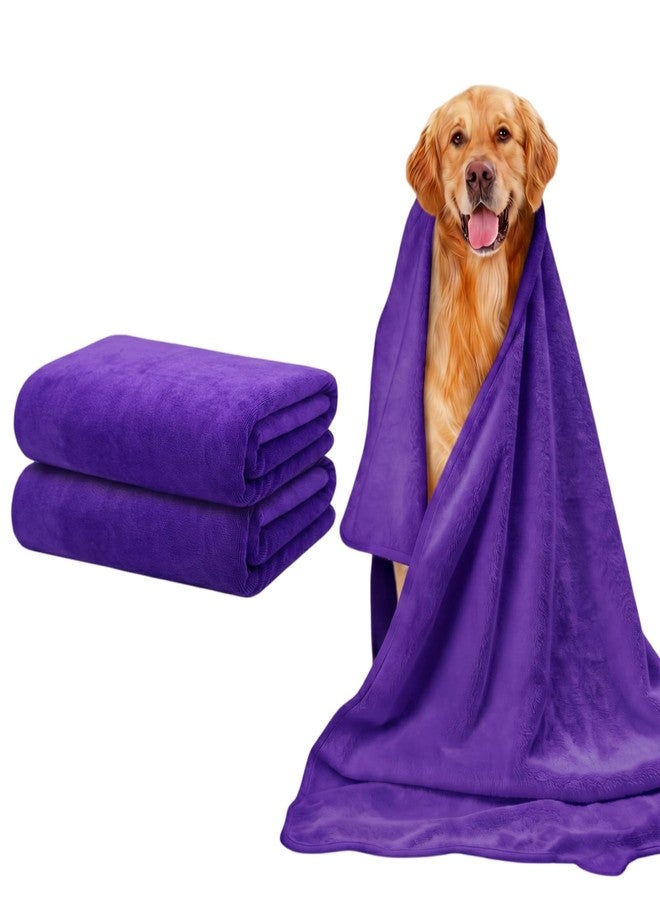 HAOYEGUOJI 2 Pcs Microfiber Dog Towels for Drying Dogs Large, 55 X 27 Inch (purple) - Image 1