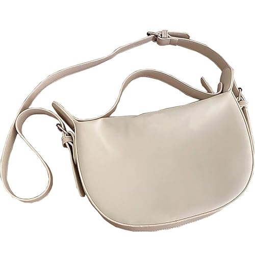 SIBY Women's White Dumpling Sling Bag | PU Leather Cross Shoulder Handbag with Zipper Closure | Casual Travel Purses- White - Image 1