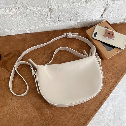 SIBY Women's White Dumpling Sling Bag | PU Leather Cross Shoulder Handbag with Zipper Closure | Casual Travel Purses- White - Image 3