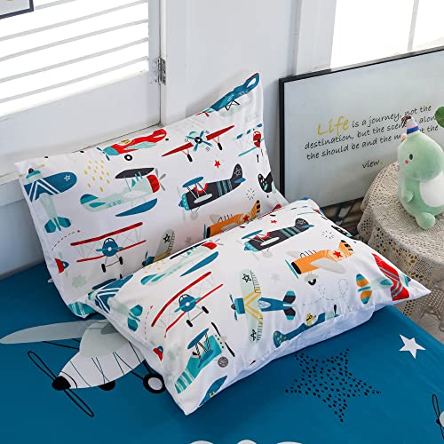 Yasida 7 Piece Twin Airplane Comforter Set for Boys and Girls,Summer Kids Comforters Twin Size Bed in a Bag, Microfiber Kids Bedding Set(1 Comforter, 1 Flat Sheet, 1 Fitted Sheet, 4 Pillowcases) - Image 5