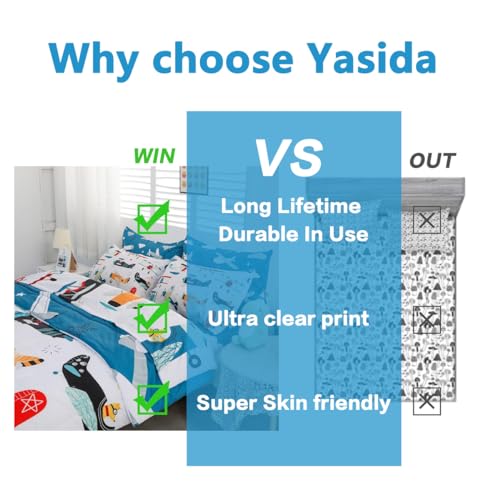 Yasida 7 Piece Twin Airplane Comforter Set for Boys and Girls,Summer Kids Comforters Twin Size Bed in a Bag, Microfiber Kids Bedding Set(1 Comforter, 1 Flat Sheet, 1 Fitted Sheet, 4 Pillowcases) - Image 3