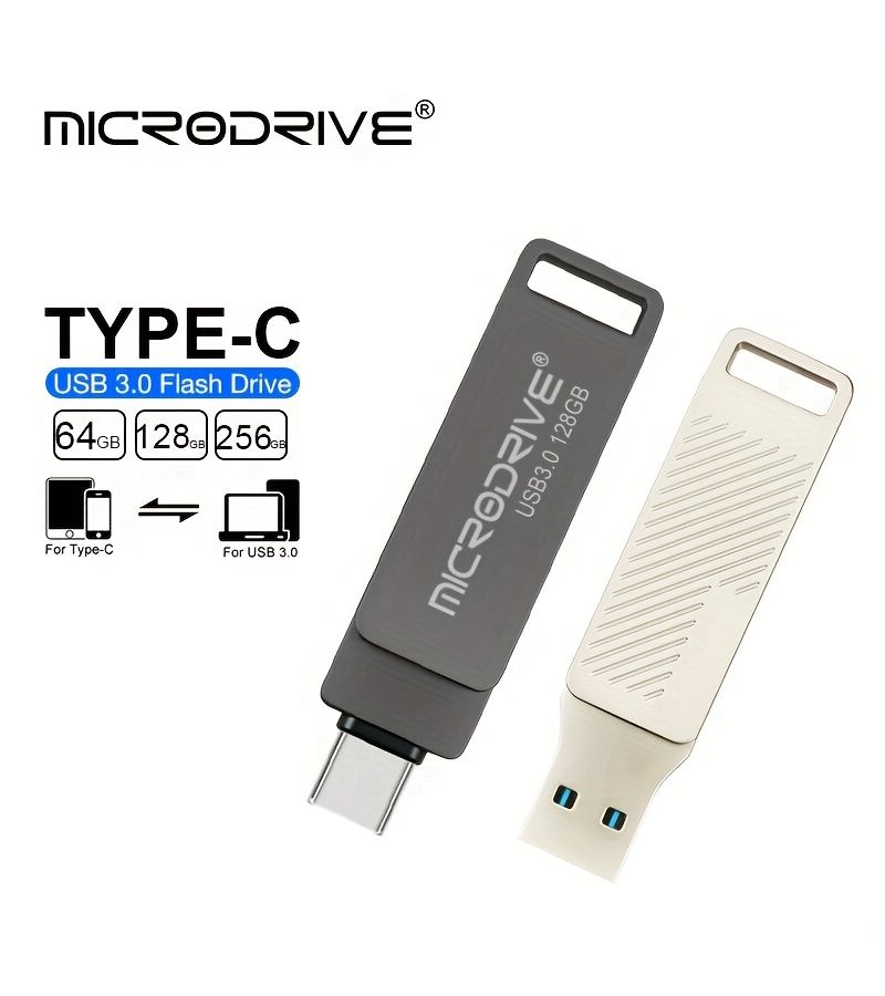 محرك أقراص فلاش MICRODRIVE سعة 256 جيجابايت من نوع USB 3.0 منفذ Type C، تخزين سريع 2 في 1 للهواتف الذكية والأجهزة اللوحية وأجهزة الكمبيوتر المحمولة. - Image 5