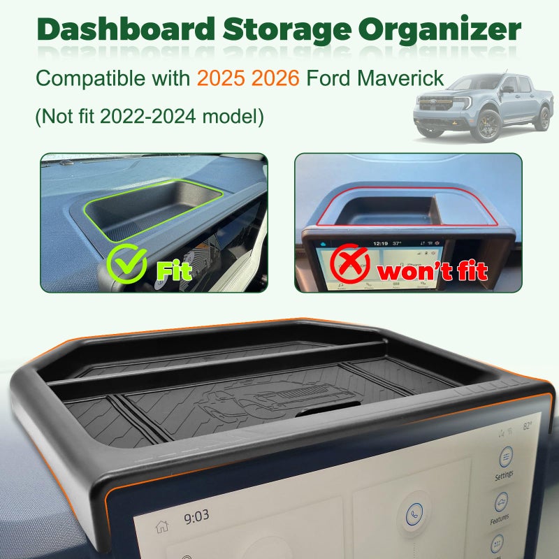JLQP Dashboard Storage Organizer for Ford Maverick 2025 2026 Center Console Insert Tray with Magnetic Lid Hidden Panel Secret Compartment(Not fit 2022-2024 Maverick) - Image 2