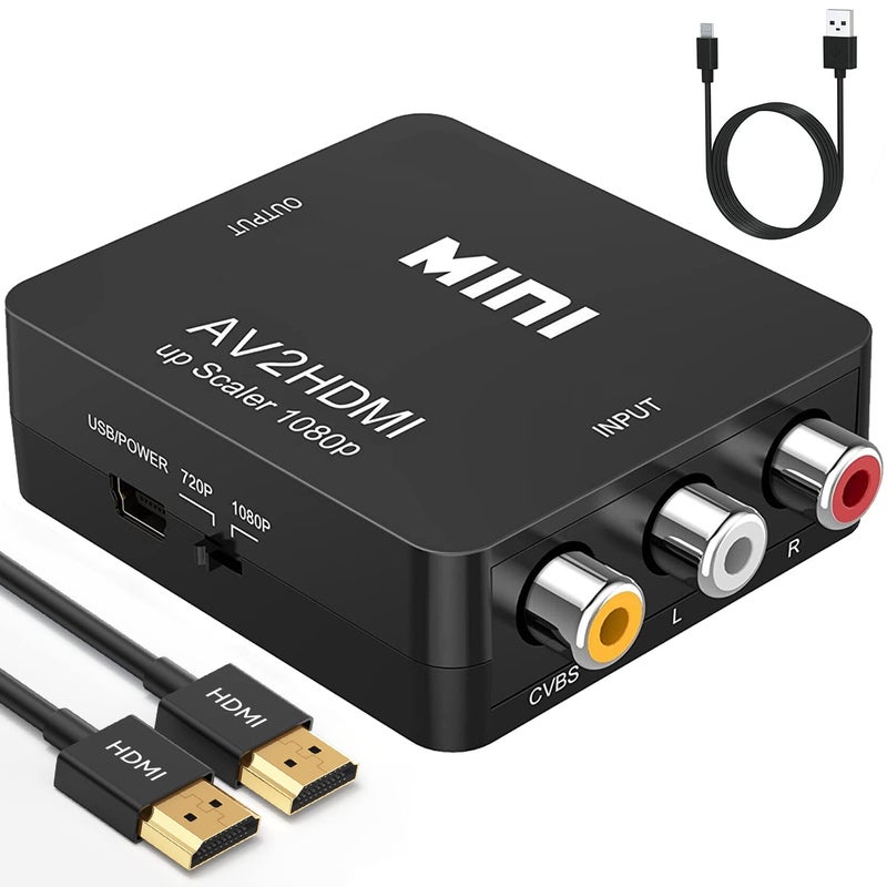 ABLEWE RCA to HDMI,AV to HDMI Converter, 1080P Mini RCA Composite CVBS Video Audio Converter Adapter Supporting PAL/NTSC for TV/PC/ PS3/ STB/Xbox VHS/VCR/Blue-Ray DVD Players - Image 1