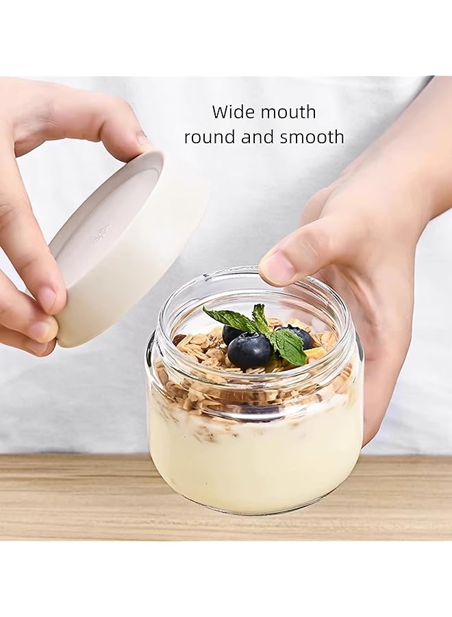ياوكورال عبوة من 2 برطمانات طعام زجاجية سعة 10 أونصة مع أغطية لولبية، حاوية شوفان مانعة للتسرب طوال الليل، حاوية زجاجية صغيرة محكمة الغلق لتخزين الطعام، صلصة الغمس، الوجبات الخفيفة، التوابل (أبيض شفاف) - Image 2