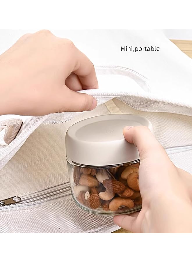 ياوكورال عبوة من 2 برطمانات طعام زجاجية سعة 10 أونصة مع أغطية لولبية، حاوية شوفان مانعة للتسرب طوال الليل، حاوية زجاجية صغيرة محكمة الغلق لتخزين الطعام، صلصة الغمس، الوجبات الخفيفة، التوابل (أبيض شفاف) - Image 4