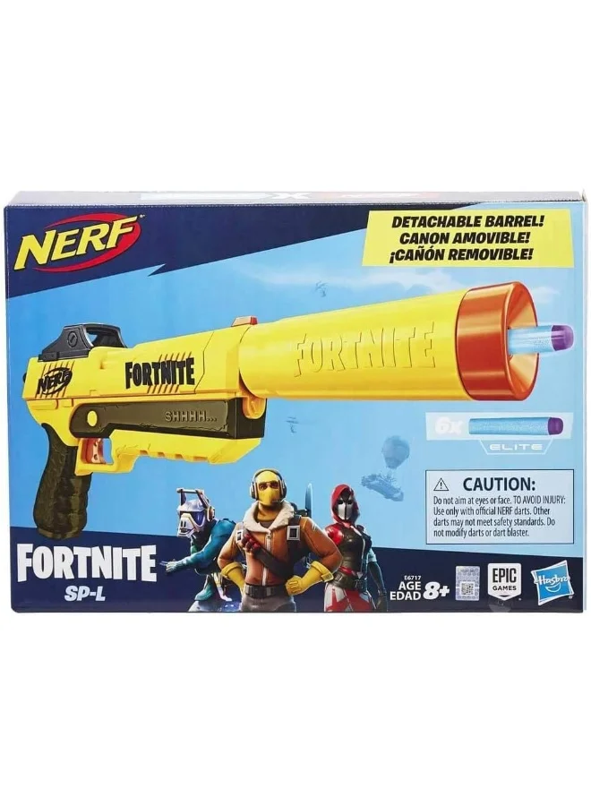 NERF Fortnite SP-L Nerf Elite Dart Blaster with Detachable Barrel and 6 Official Nerf Fortnite Elite Darts