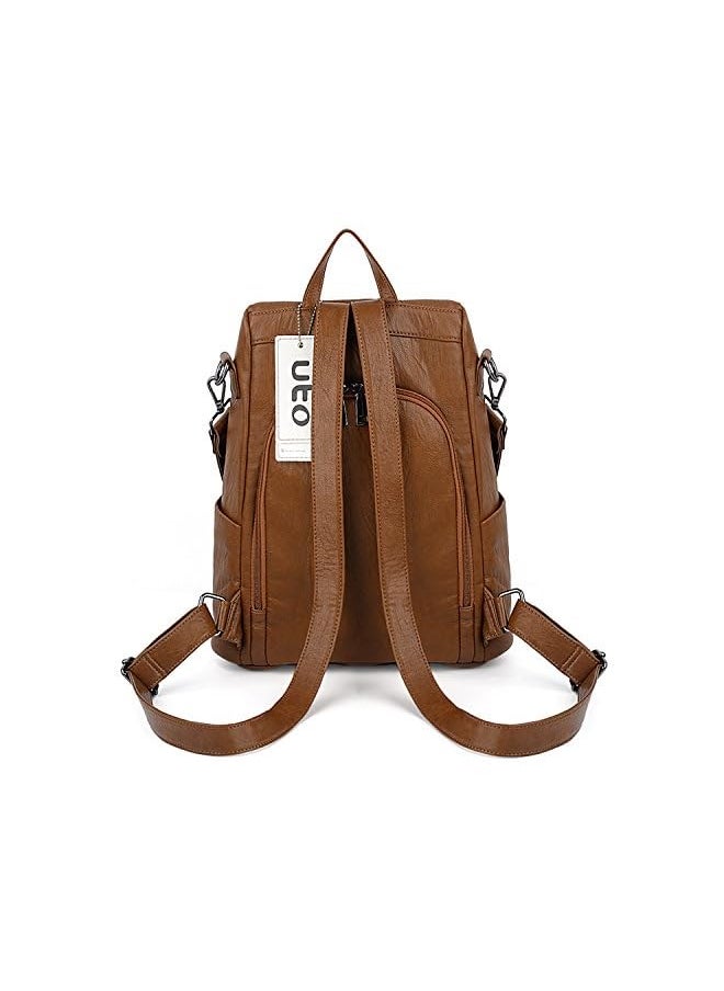 UTO - Women ANTI-THEFT Backpack Purse PU Washed Leather Convertible Ladies Rucksack Bowknot Shoulder Bag - Image 1