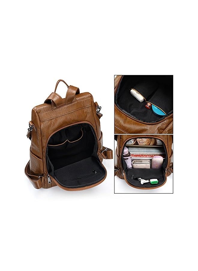 UTO - Women ANTI-THEFT Backpack Purse PU Washed Leather Convertible Ladies Rucksack Bowknot Shoulder Bag - Image 1