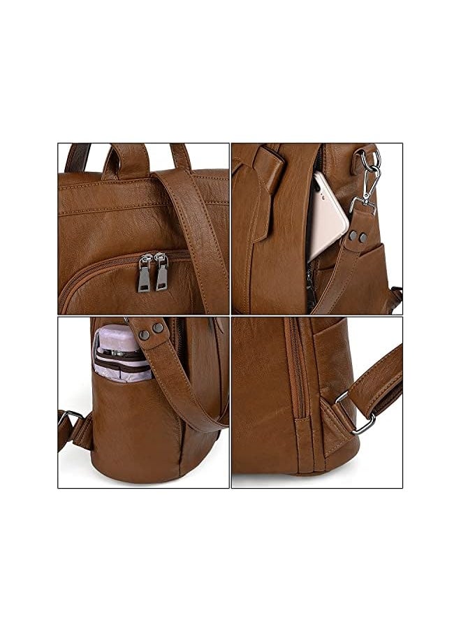 UTO - Women ANTI-THEFT Backpack Purse PU Washed Leather Convertible Ladies Rucksack Bowknot Shoulder Bag - Image 1