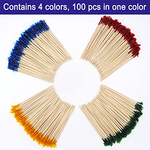 BLUETOP BLUE TOP 400pcs 4 Inch Wood Frill Picks Toothpicks,Frill Toothpicks,Decorative Sandwiches Picks,Cocktail Party Toothpicks for Drink and Appetizers,Great to use at Valentines Day and Parties. - Image 3