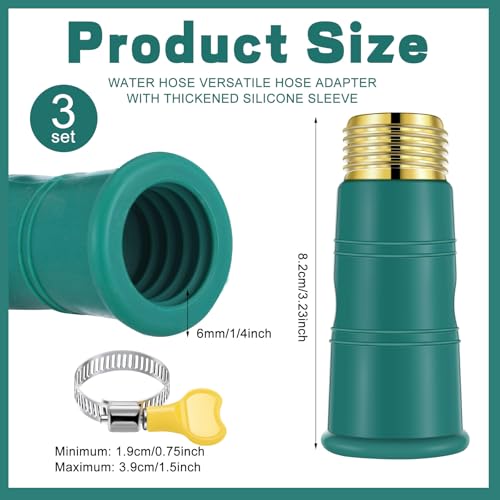 Innconee 3 Sets Universal Faucet Water Hose Adapter with Clamps Fits 34 Thickened Rv Sink Hose Attachment Connector for Garden Kitchen Bathroom Damagedstripped Faucet Threads or Threadless - Image 3