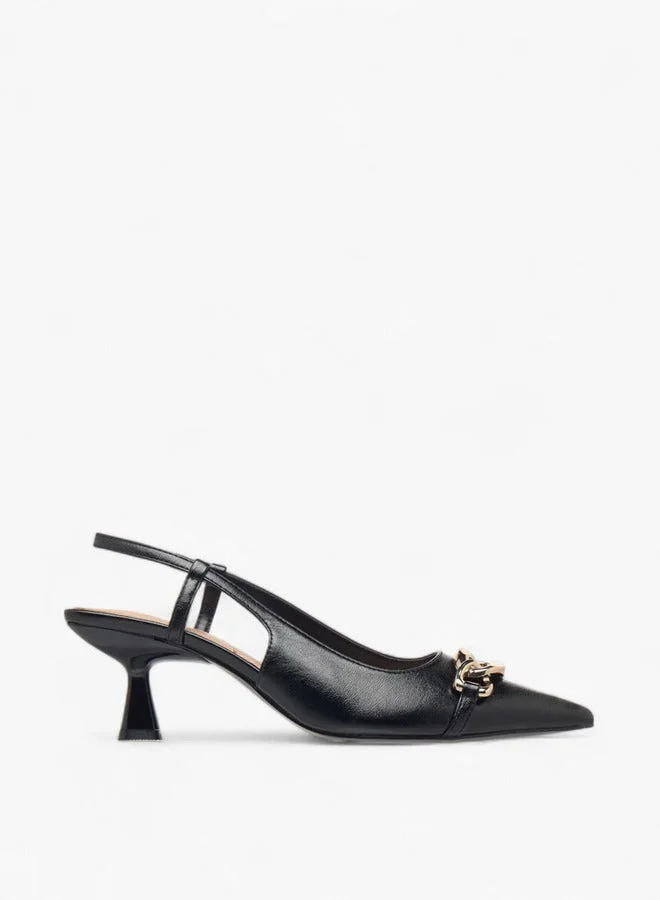 بابريكا حذاء سلاينج باك بكعب قطة بلمسة معدنية