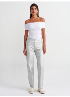 Dilvin 30902 Off Shoulder Gathered Top-White  - Image 3