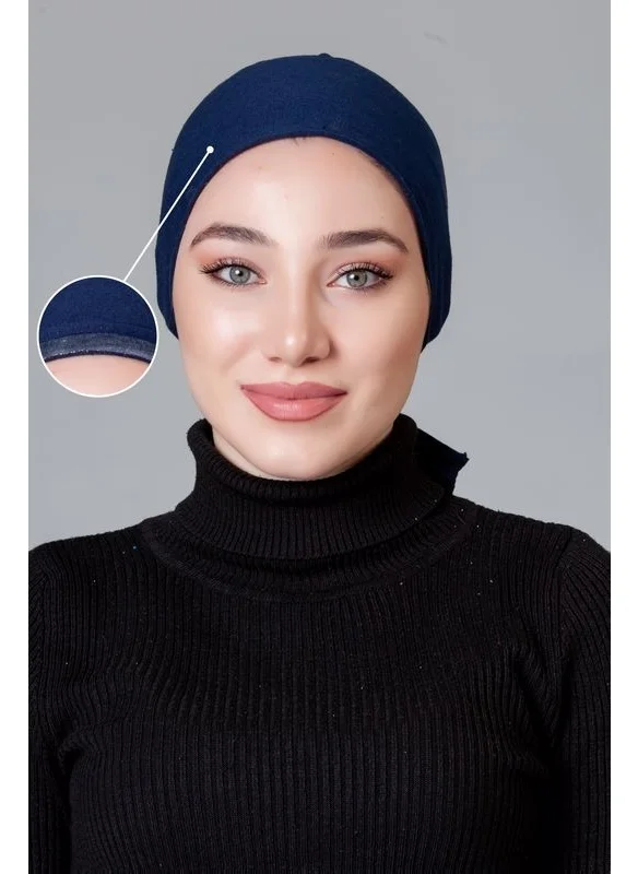 ناناك Navy Blue Combed Cotton Non-Slip Bonnet