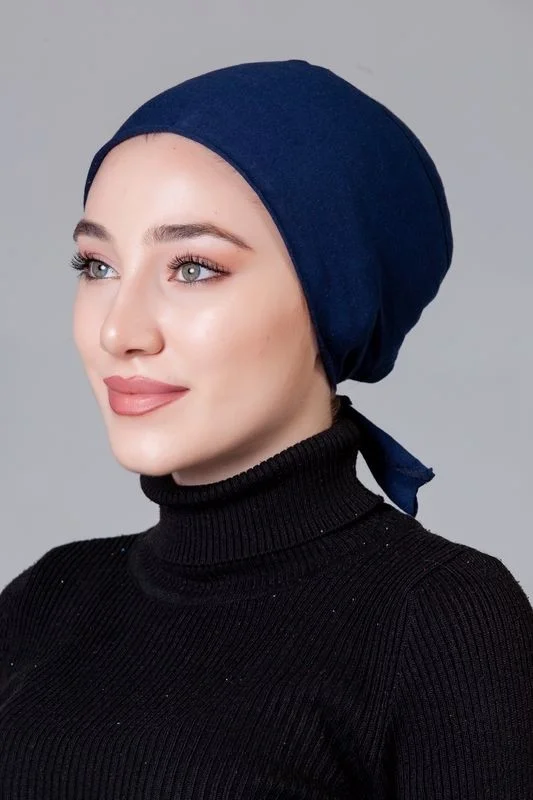 ناناك Navy Blue Combed Cotton Non-Slip Bonnet