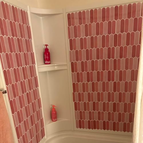 Homeart Pink Peel and Stick Backsplash Tile, Self Adhesive Feather Peacock Temporary Kitchen Backsplash Tiles 3D Stick on Wall Tiles Sticker (10 Sheets) - Image 5