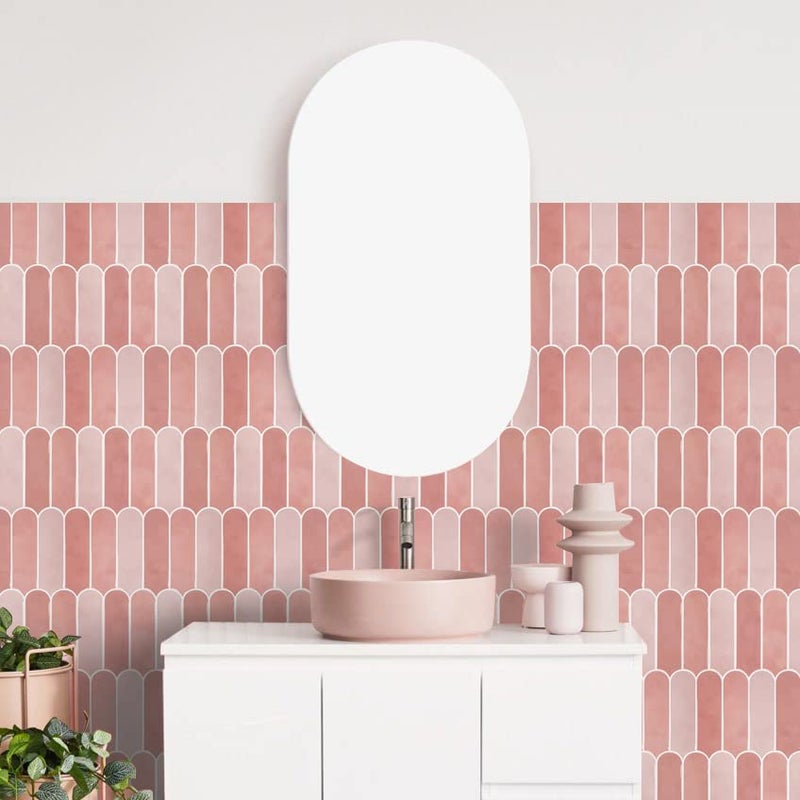 Homeart Pink Peel and Stick Backsplash Tile, Self Adhesive Feather Peacock Temporary Kitchen Backsplash Tiles 3D Stick on Wall Tiles Sticker (10 Sheets) - Image 3
