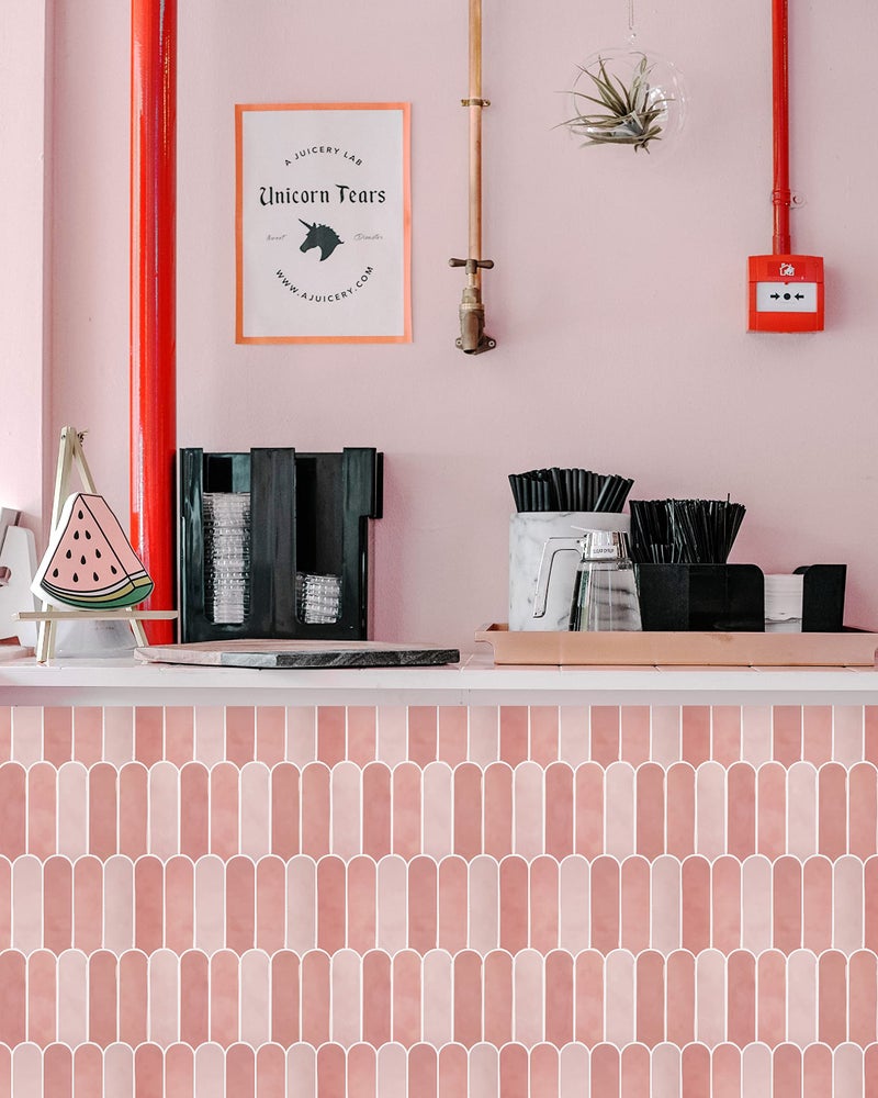 Homeart Pink Peel and Stick Backsplash Tile, Self Adhesive Feather Peacock Temporary Kitchen Backsplash Tiles 3D Stick on Wall Tiles Sticker (10 Sheets) - Image 4