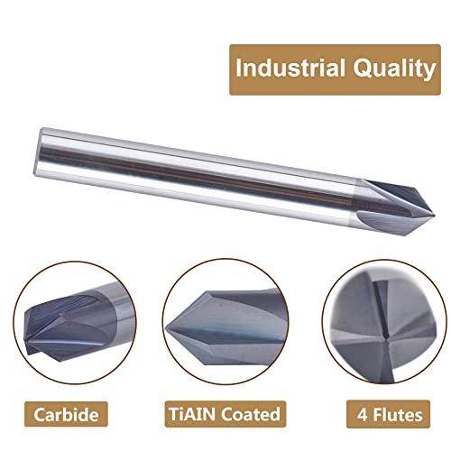 Spetool 90 Degree Carbide V Bits with Tiain Coated 4 Flutes, Chamfer End Mill for Caving V Groove and Sign - Image 3