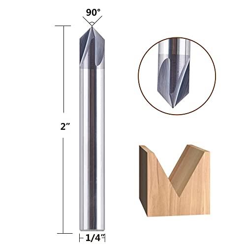 Spetool 90 Degree Carbide V Bits with Tiain Coated 4 Flutes, Chamfer End Mill for Caving V Groove and Sign - Image 2