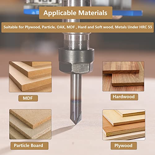 Spetool 90 Degree Carbide V Bits with Tiain Coated 4 Flutes, Chamfer End Mill for Caving V Groove and Sign - Image 5