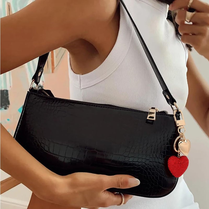 FAUTHENTICUTE Red Heart Keychains For Women Gold Keyrings With Puffy Heart Charms For Handbag And Purses - Image 2