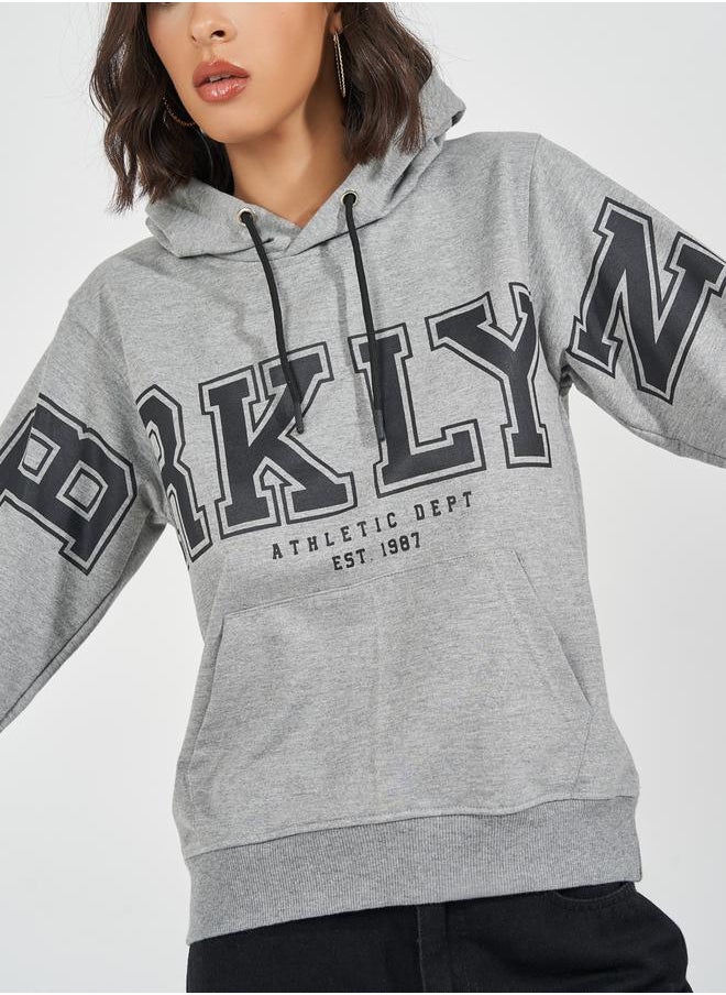 Styli - Regular Fit Slogan Print Hoodie - Image 1