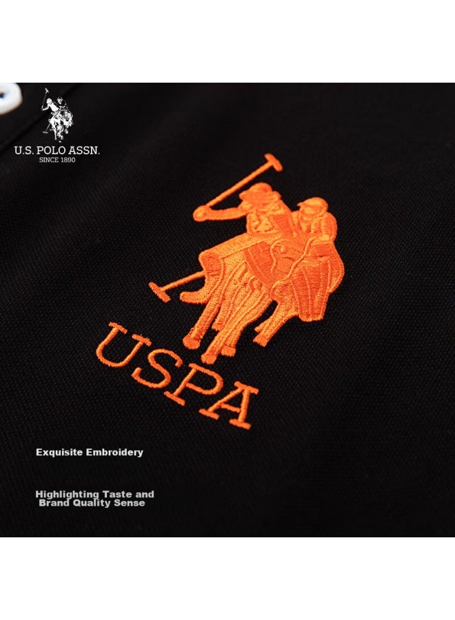 U.s. Polo Assn. Men's Polo Shirt, Turn-down Collar, Autumn Cotton Business Casual Long-sleeve Top, Dad's T-shirt, Black, Xl - Image 3