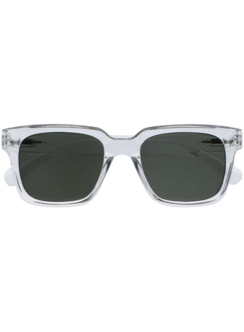 نظارات شمسية ERA للنساء والرجال، إطار مستطيل كبير مع مفصلات زنبركية، عدسات خضراء ملونة قطبية مع حماية UV400، مضادة للانعكاس ومضادة للتوهج، شفافة (عبوة من 1)