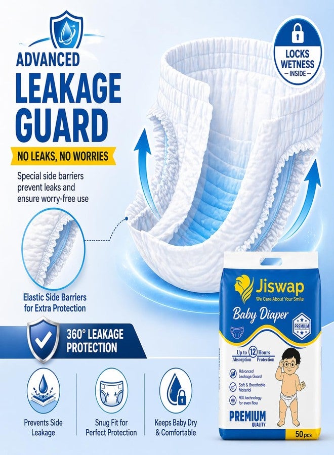 Jiswap Ultra Absorbent Baby Diapers – Soft, Leak-Proof, Hypoallergenic, and Breathable Diapers for Newborns, Infants & Toddlers – Eco-Friendly, and Comfortable – 50 Count (18+ Kg, XXXL) - Image 3