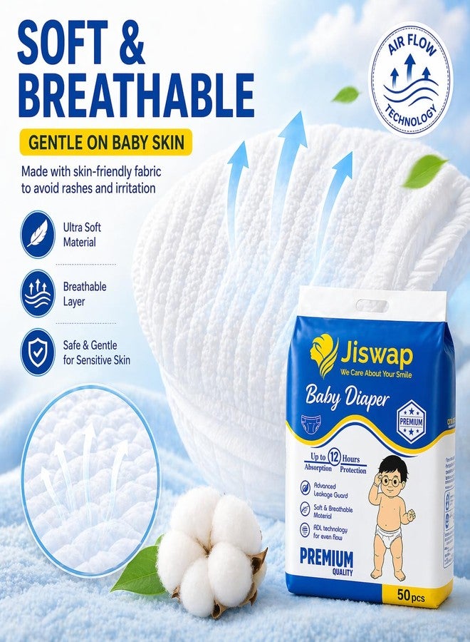 Jiswap Ultra Absorbent Baby Diapers – Soft, Leak-Proof, Hypoallergenic, and Breathable Diapers for Newborns, Infants & Toddlers – Eco-Friendly, and Comfortable – 50 Count (18+ Kg, XXXL) - Image 2