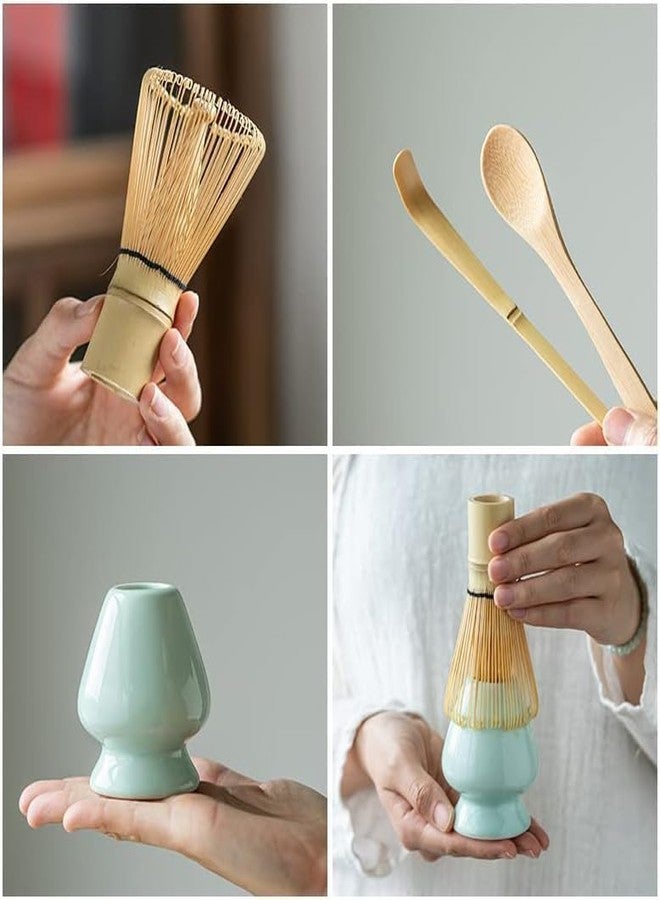 MOSPROS Handcrafted Bamboo Matcha Whisk Set (Set of 4) – Includes Ceramic Whisk Holder & Tea Scoop | Traditional Japanese Matcha Tea Tools for Whisking, Frothing & Authentic Tea Ceremony Experience - Image 3