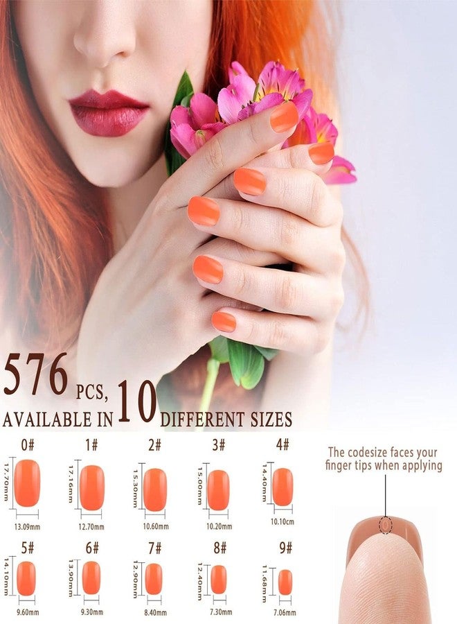 Massmot 24 Color Press On Nails Sets, 576Pcs Glossy Colored Straight Fake Nails, Full Cover Artificial Fingernails Acrylic Tips Manicure Design Decor for Women Girls DIY Nail (Short Round Shape) - Image 2