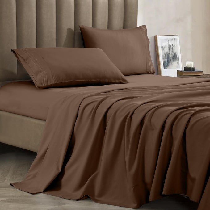PREMIUM 1800 HOTEL QUALITY WRINKLERESISTANT 4PIECE MICROFIBER SHEET SET LUXURY ULTRA SOFT AND BREATHABLE BEDDING 16 INCH DEEP POCKET 4PC SHEET SET QUEEN TAUPE