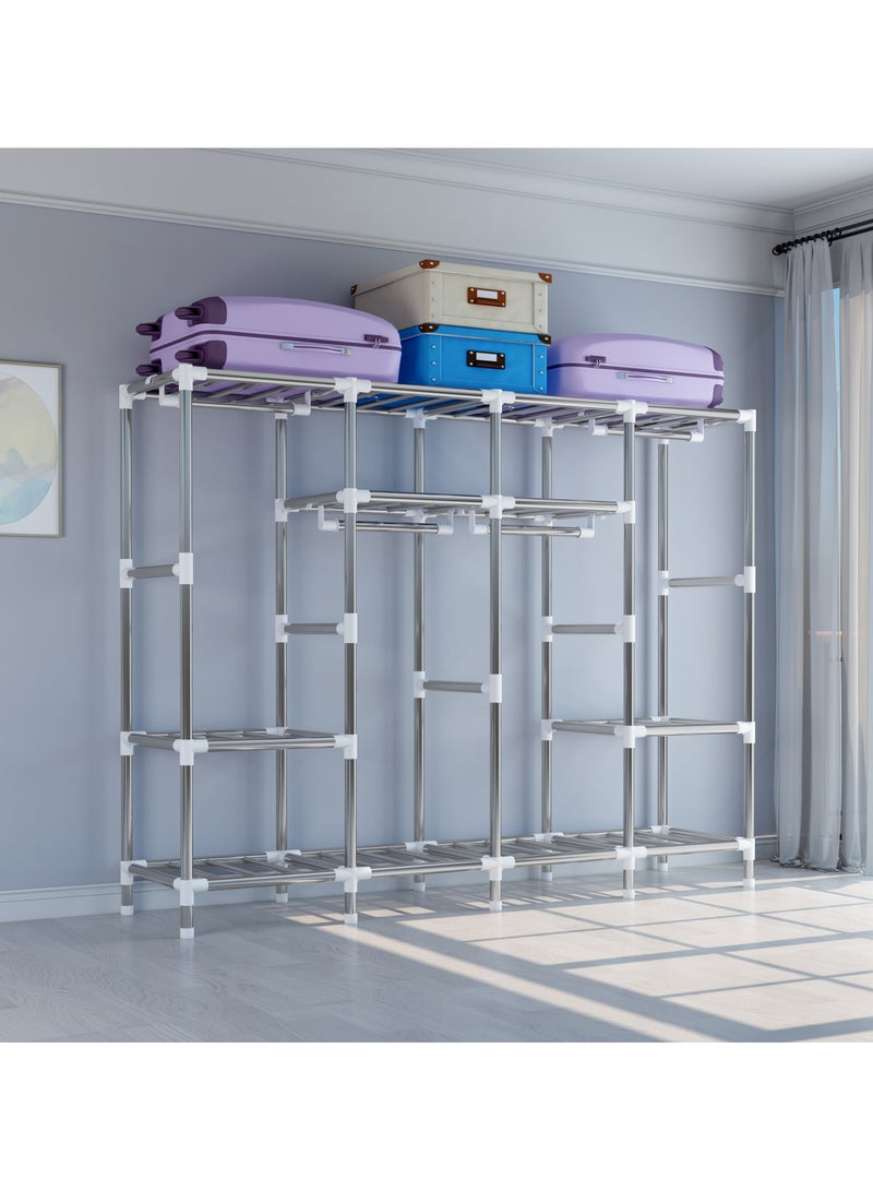 Portable Clothing Wardrobe With Storage Cupboard Organiser 165*170*45  - Image 5