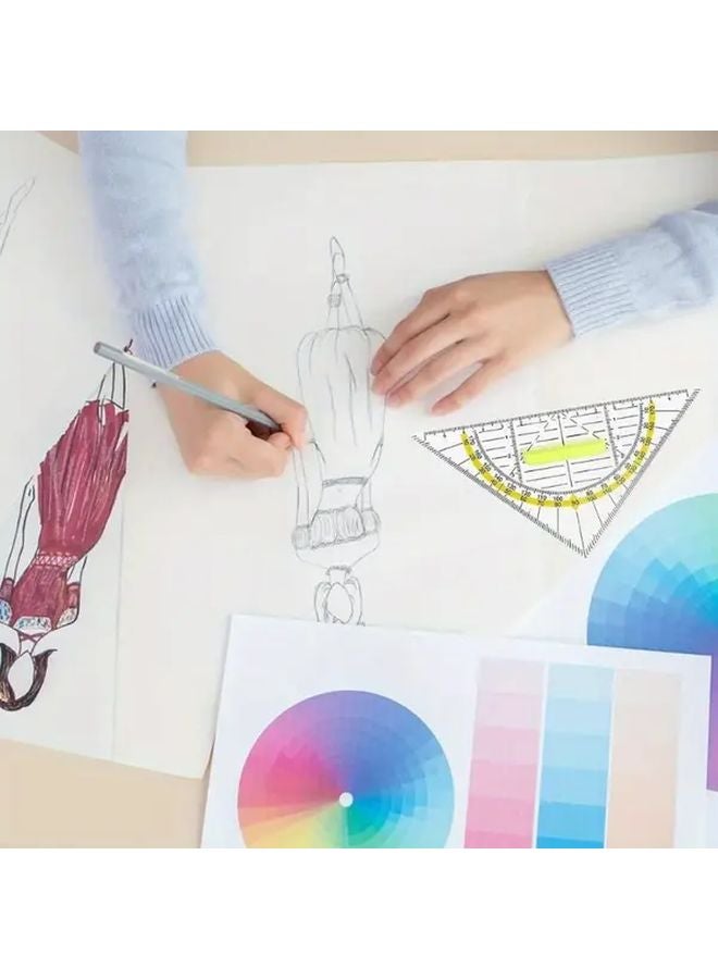 4 قطع مساطر بلاستيكية مثلثة شفافة مجموعة أدوات رسم مرنة ومتينة للطلاب - Image 3