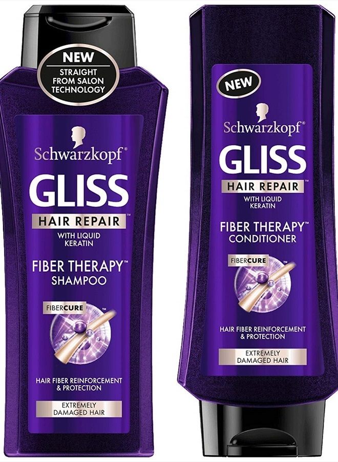 Gliss Schwarzkopf Gliss Hair Repair - Fiber Therapy For Extremely Damaged Hair - Shampoo & Conditioner Set - Net Wt. 13.6 FL OZ (400 mL) Per Bottle - One Set - Image 1