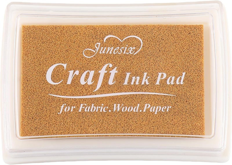 Craft Stamp Ink Pad for Paper Wood Fabric 15 Colors Available for Rubber Stamps (Gold)