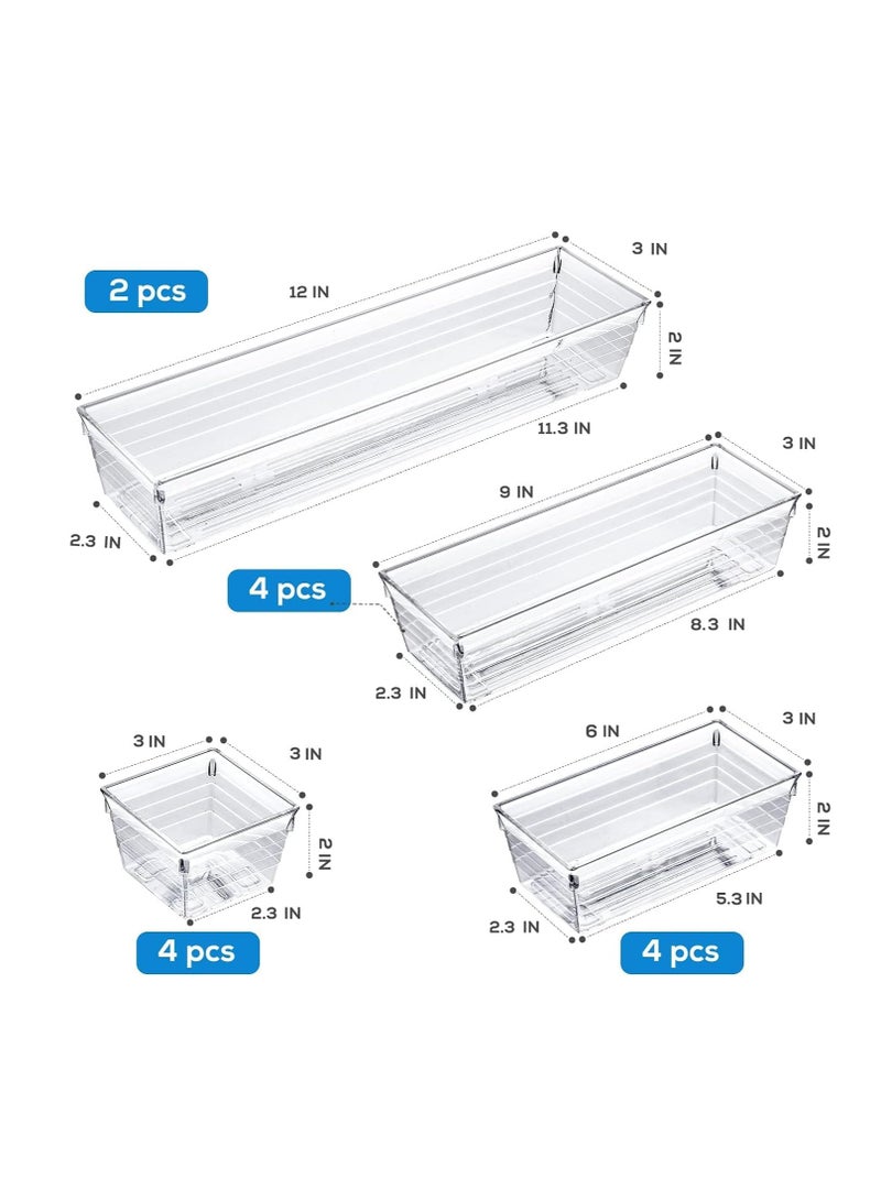 Dubkart 14 PCS Clear Plastic Drawer Organizer Tray for Makeup, Kitchen Utensils, Jewelries and Gadgets - Image 5