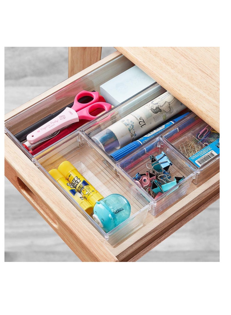 Dubkart 14 PCS Clear Plastic Drawer Organizer Tray for Makeup, Kitchen Utensils, Jewelries and Gadgets - Image 4