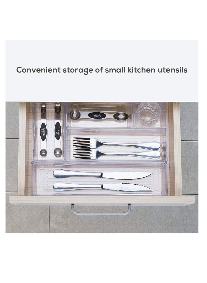 Dubkart 14 PCS Clear Plastic Drawer Organizer Tray for Makeup, Kitchen Utensils, Jewelries and Gadgets - Image 3