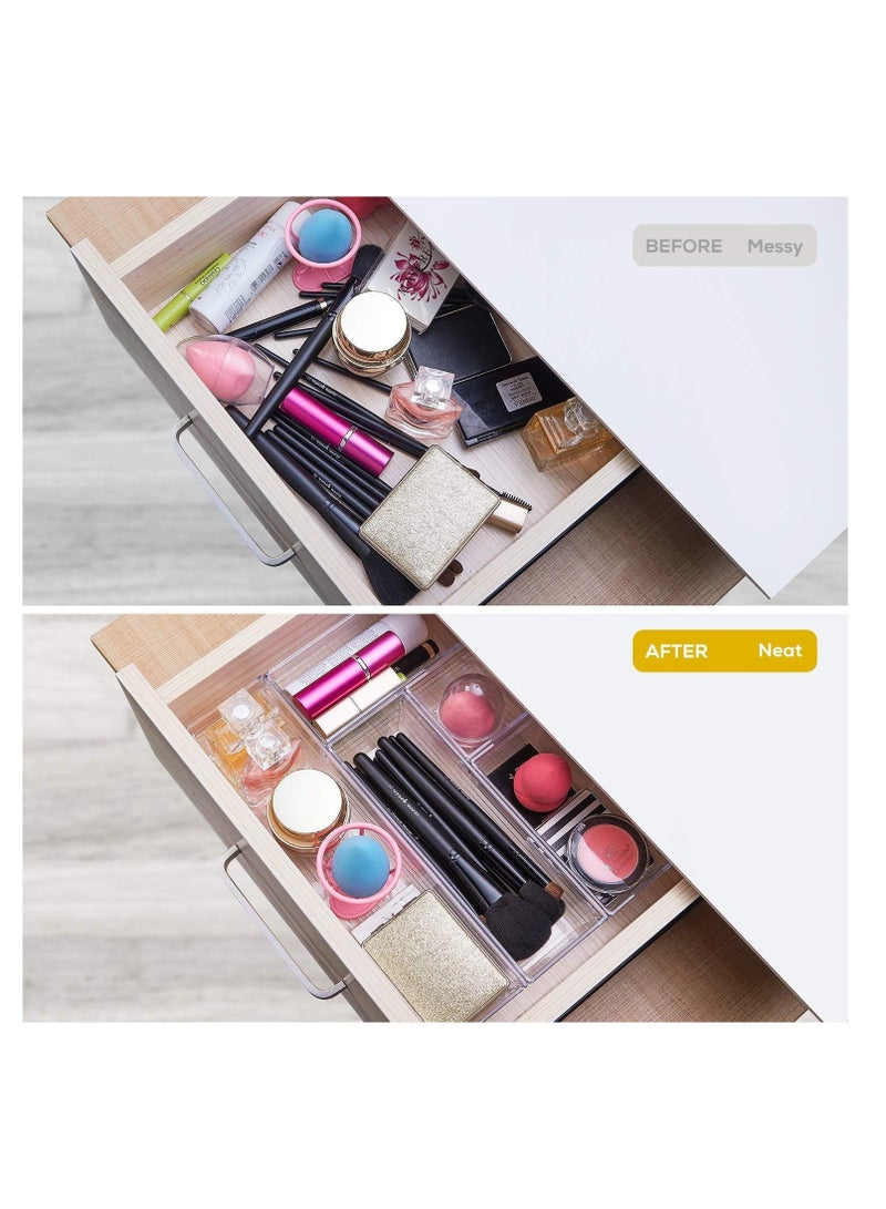 Dubkart 14 PCS Clear Plastic Drawer Organizer Tray for Makeup, Kitchen Utensils, Jewelries and Gadgets - Image 2