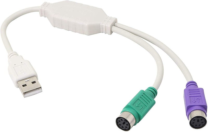 CLUSPEX USB to PS2 Adapter Cable for Keyboard and Mouse (White) - Image 1