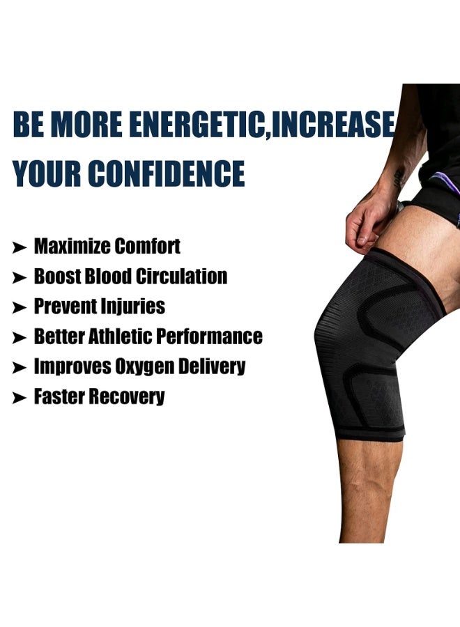 FDTY دعامة الركبة 2 حزمة دعامة ضغط الركبة للرجال والنساء رفع الأثقال، صالة الألعاب الرياضية، التمرين، المشي لمسافات طويلة، الرياضة - Image 4