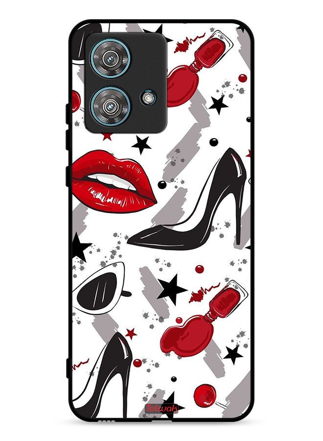 Tolwak Motorola Edge 40 Neo 5G Protective Case Cover Lipstick And Shoes Art - Image 1